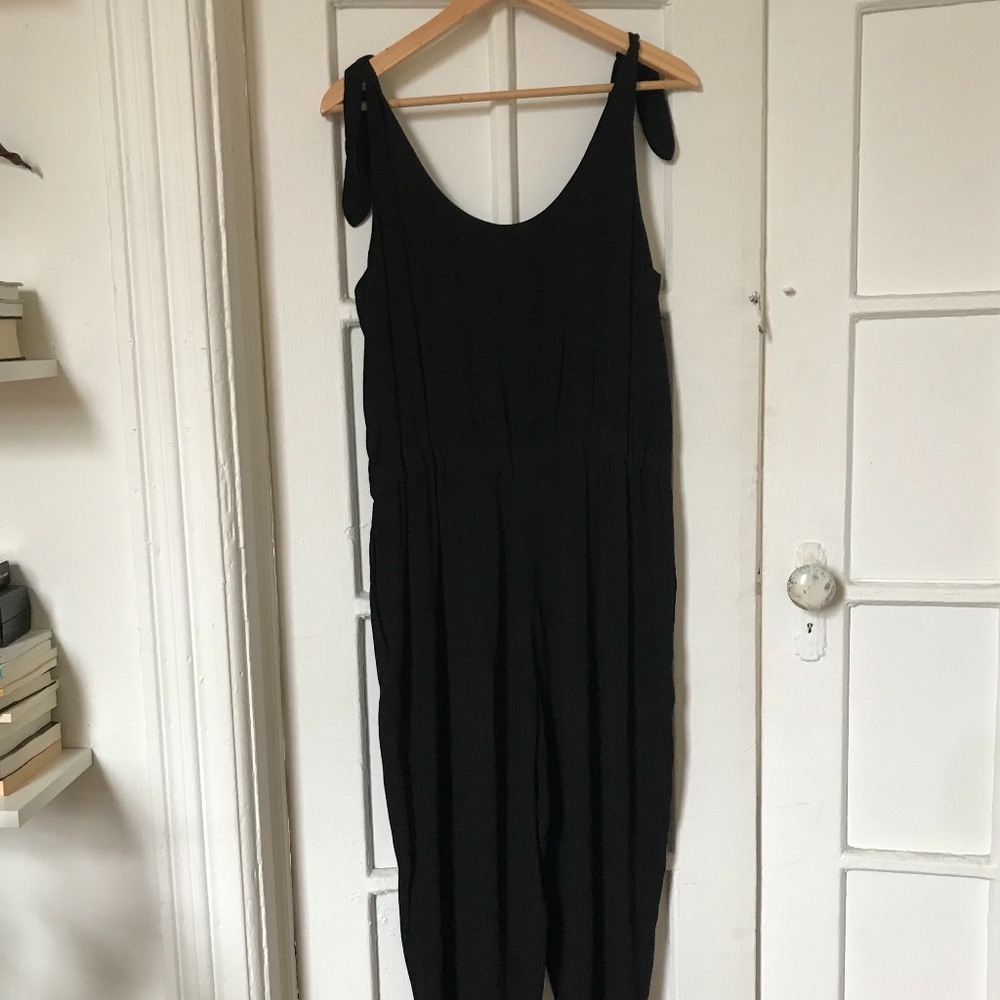 Madewell Black Shoulder Tie Jumpsuit